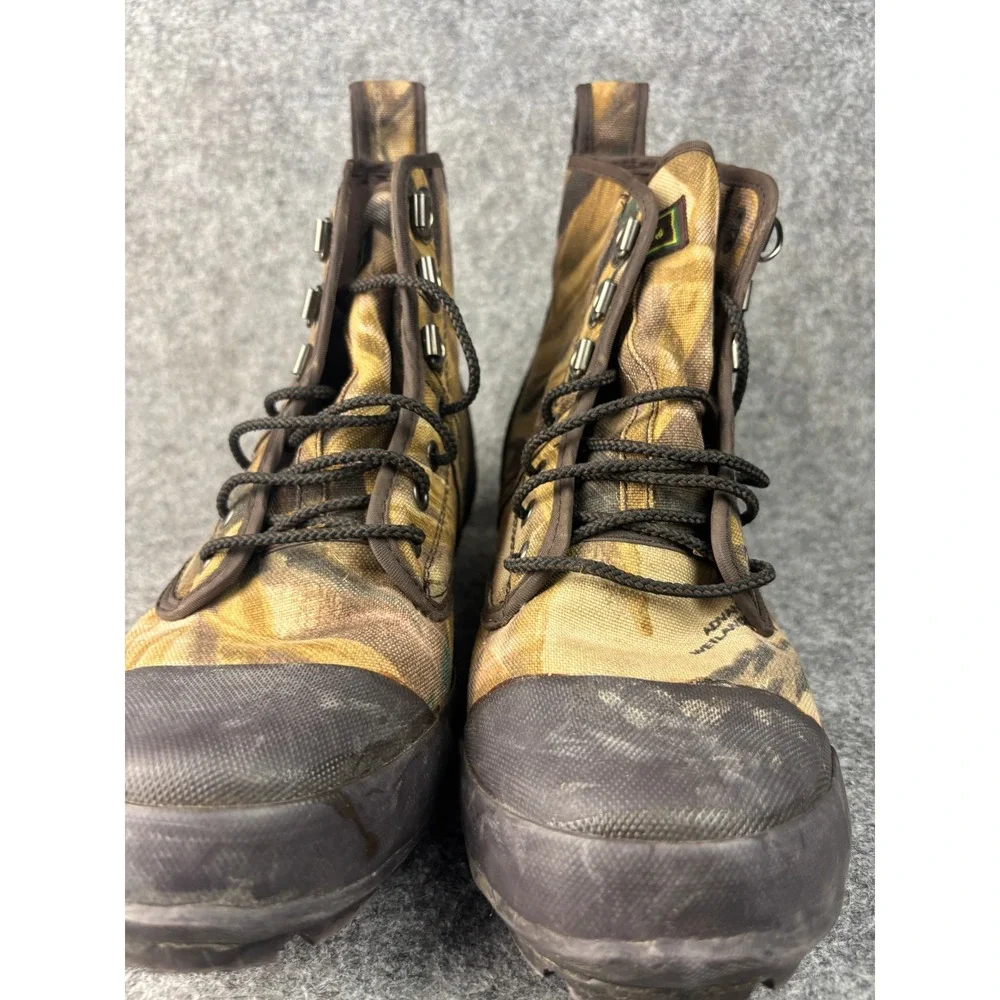 Cabelas Hunting Boots Mens 9 Brown‎ Advantage Wetlands Camo Steel Shank Canvas